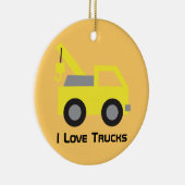 Ik hou van vrachtwagens, Cute Yellow Vehicle voor Keramisch Ornament (Rechts)