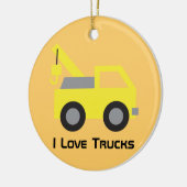 Ik hou van vrachtwagens, Cute Yellow Vehicle voor Keramisch Ornament (Links)