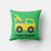 Ik hou van vrachtwagens, Cute Yellow Vehicle voor Kussen (Achterkant)