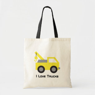 Ik hou van vrachtwagens, Cute Yellow Vehicle voor  Tote Bag