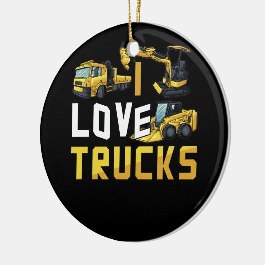 Ik hou van vrachtwagens graafmachine bulldozer con keramisch ornament (Links)