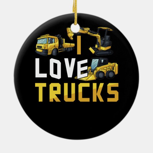 Ik hou van vrachtwagens graafmachine bulldozer con keramisch ornament (Achterkant)