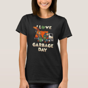 Ik hou van vuilnisdagen recycling vuilnisbelten t-shirt