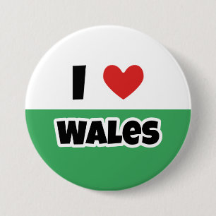 Ik hou van Wales Ronde Button 7,6 Cm
