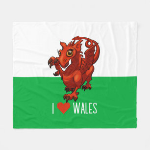 Ik hou van Wales Schattige Baby Welsh Red Dragon C Fleece Deken