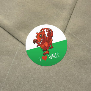Ik hou van Wales Welsh Baby Red Dragon Cartoon Ronde Sticker