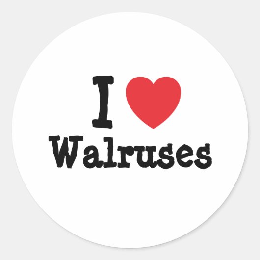 Ik hou van Walrussen hart op maat gepersonaliseerd Ronde Sticker (Voorkant)