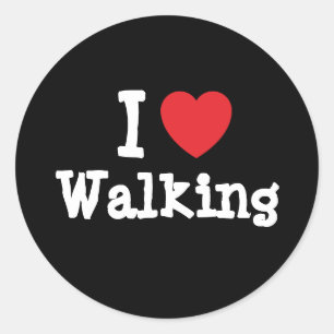 Ik hou van Wandelen hart op maat gepersonaliseerd Ronde Sticker