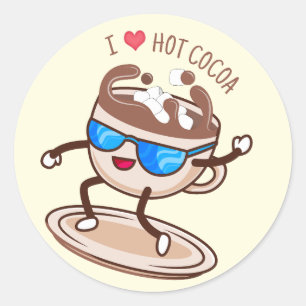 Ik hou van warme cacao ronde sticker