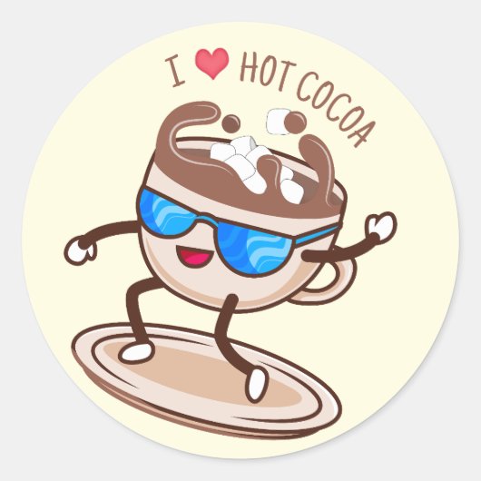 Ik hou van warme cacao ronde sticker (Voorkant)