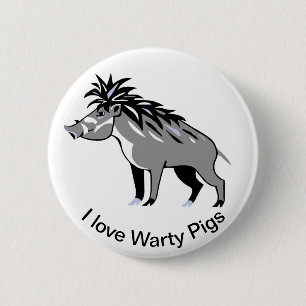 Ik hou van Warty PIGS - Dierenvriend - Wildlife - Ronde Button 5,7 Cm