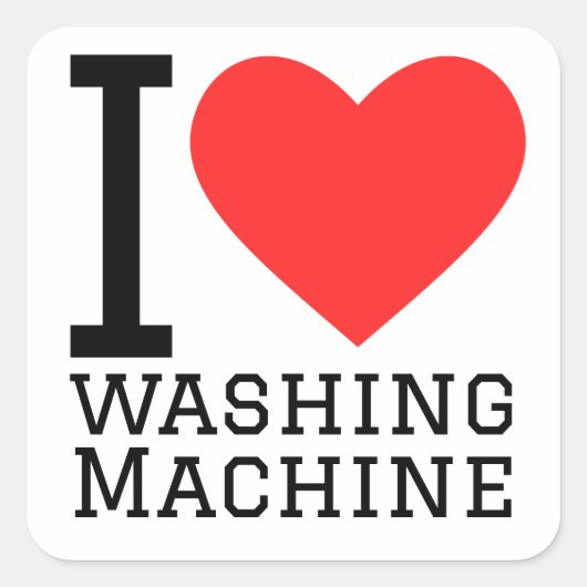 Ik hou van wasmachine vierkante sticker (Voorkant)