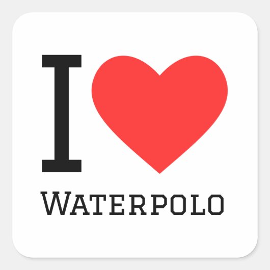 Ik hou van waterpolo vierkante sticker (Voorkant)