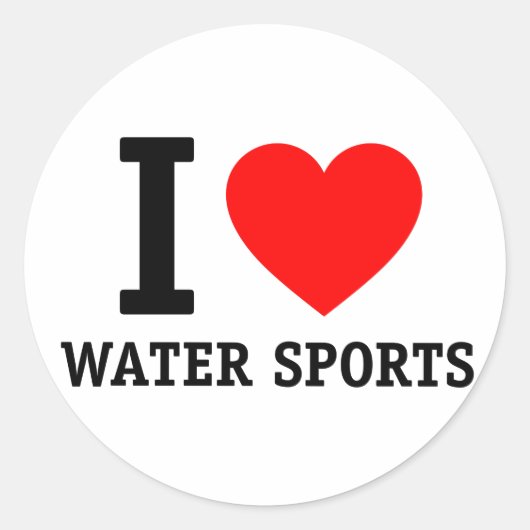 Ik hou van watersport ronde sticker (Voorkant)