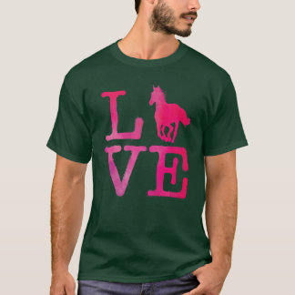 Ik hou van Waterverf paardenpaardrijden race gesch T-shirt