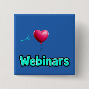 "Ik hou van webinars" Blauwe knop Vierkante Button 5,1 Cm