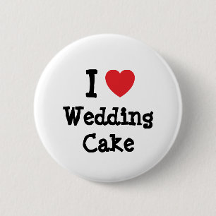 Ik hou van Wedding Cake hart T-Shirt Ronde Button 5,7 Cm