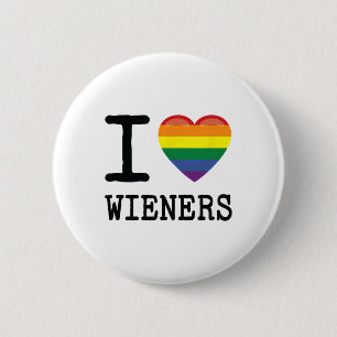 Ik hou van Weiners Een Rainbow Pride LGBTQ Gay Biu Ronde Button 5,7 Cm