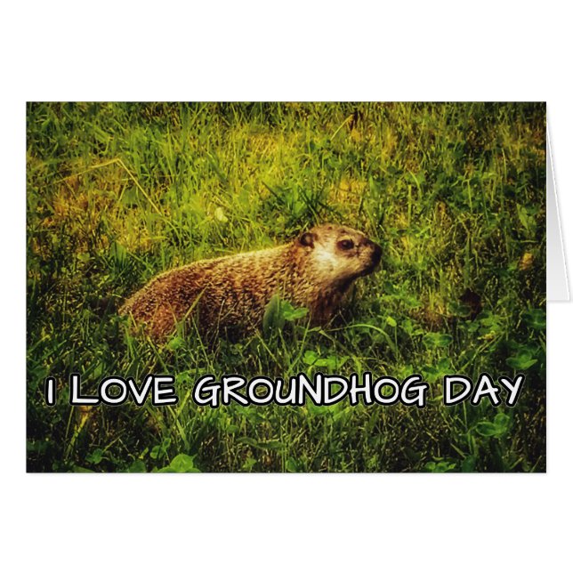 Ik hou van wenskaart op Groundhog Day (Voorkant Horizontaal)