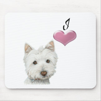 Ik hou van Westie-design voor honden Muismat