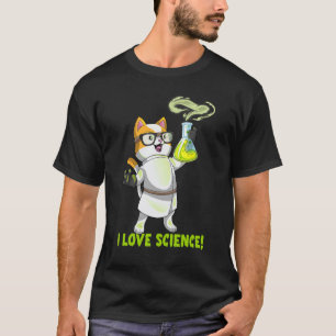 Ik hou van wetenschap kat chemie schattige kation  t-shirt
