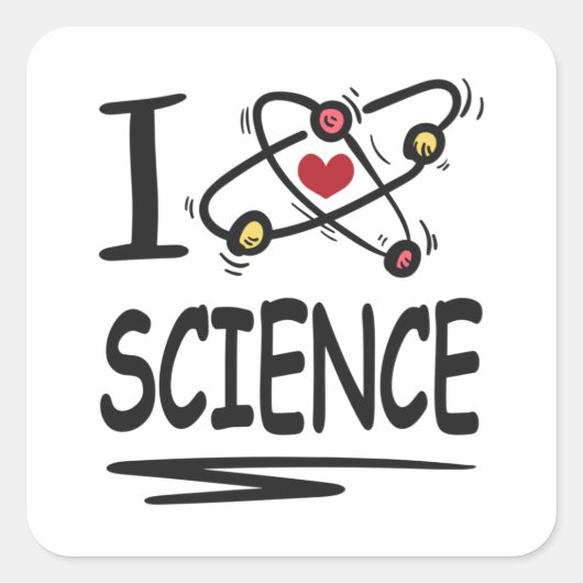 Ik hou van Wetenschap Vierkante Sticker (Voorkant)