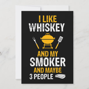 Ik hou van Whiskey My Smoker 3 People Funny BBQ Feestdagenkaart
