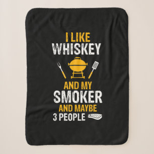 Ik hou van Whiskey My Smoker 3 People Funny BBQ Sherpa Deken