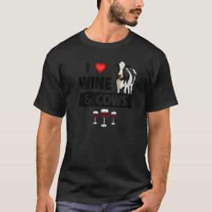 Ik hou van wijn en koeien Boerderij Drinken Boerd T-shirt