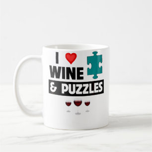 Ik hou van wijn en legpuzzels Leuk spel Drinken M Koffiemok