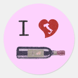 Ik hou van wijn ronde sticker