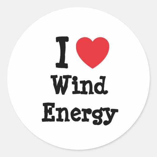 Ik hou van Wind Energy-hart op maat Ronde Sticker (Voorkant)