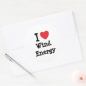 Ik hou van Wind Energy-hart op maat Ronde Sticker (Envelop)