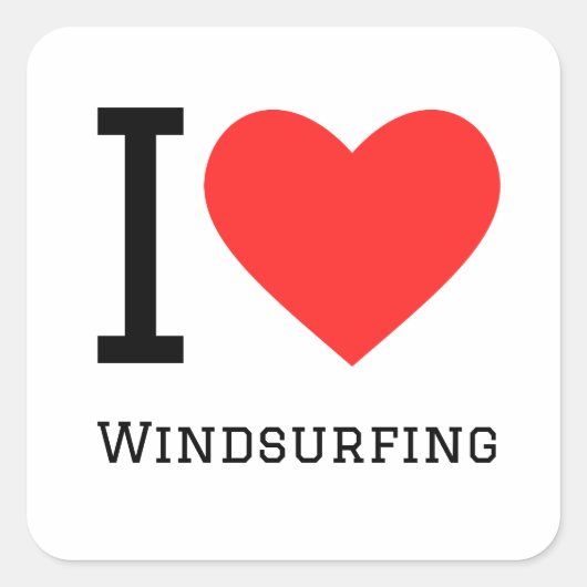 Ik hou van windsurfen vierkante sticker (Voorkant)