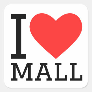 Ik hou van winkelcentrum vierkante sticker