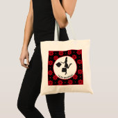 Ik hou van winkelen kleurrijke bloemmotief Canvas Tote Bag (Voorkant (product))