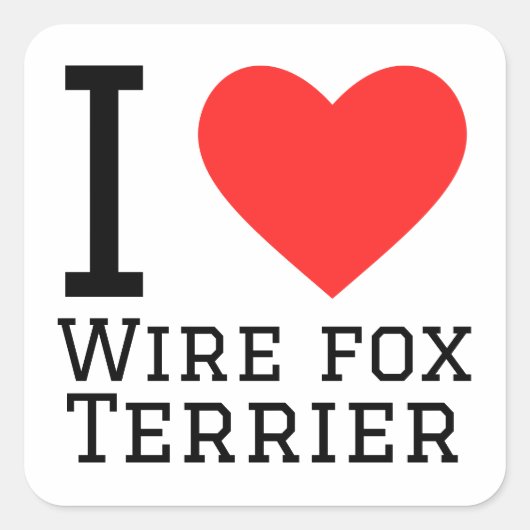 Ik hou van wire fox terrier vierkante sticker (Voorkant)