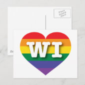 Ik hou van Wisconsin Rainbow Heart Briefkaart (Voorkant / Achterkant)