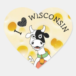 Ik hou van Wisconsin Zwitserse kaas en Koe Sticker