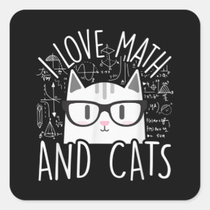 Ik hou van Wiskunde en katten die katjes koken Vierkante Sticker