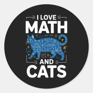 Ik hou van wiskunde en katten Grappige leraar Stud Ronde Sticker
