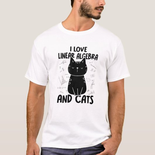 Ik hou van Wiskunde en katten - grappige lineaire T-shirt (Voorkant)