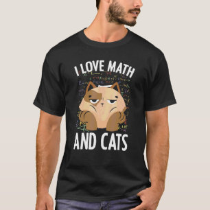 Ik hou van wiskunde en katten wiskundige formule k t-shirt