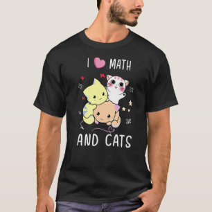 Ik hou van Wiskunde en wiskunde-kat-nummers T-shirt