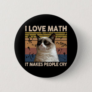 Ik hou van Wiskunde Het maakt mensen huilen Katten Ronde Button 5,7 Cm