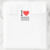 Ik hou van witte koffie vierkante sticker (Tas)