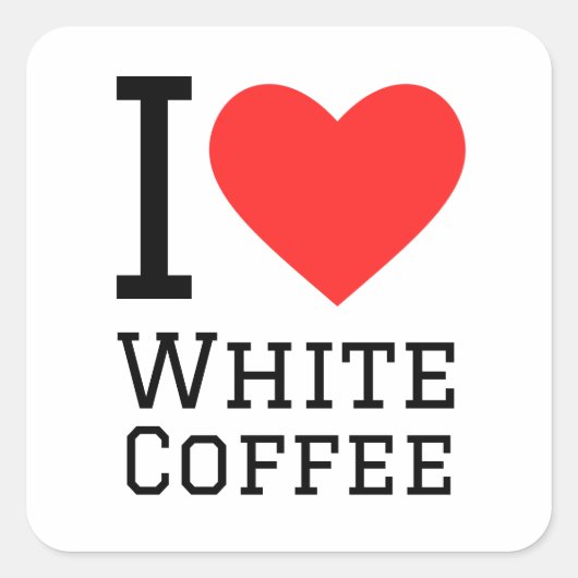 Ik hou van witte koffie vierkante sticker (Voorkant)