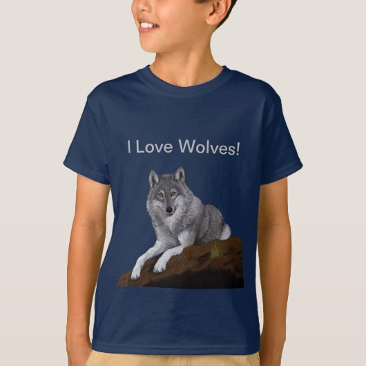 Ik hou van wolven! t-shirt (Voorkant)