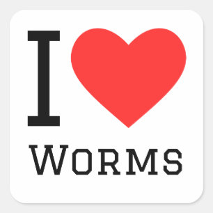 Ik hou van wormen vierkante sticker
