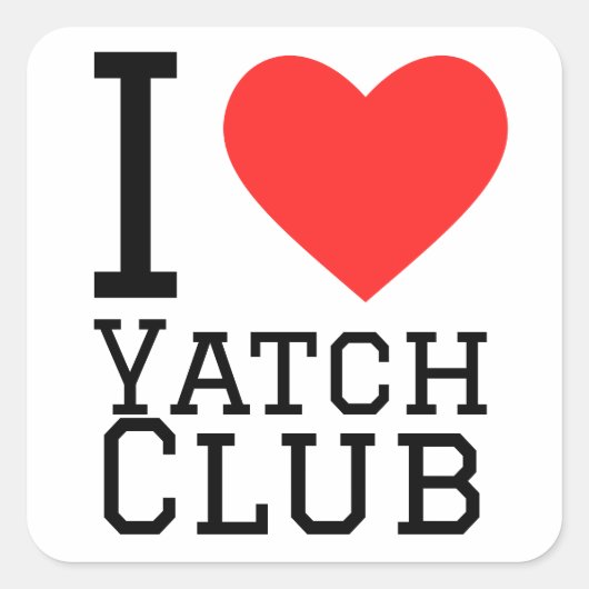 Ik hou van yatch club vierkante sticker (Voorkant)